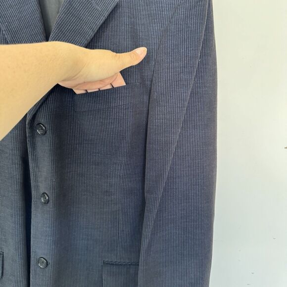 Perry Ellis Sport Coat Blazer Navy Corduroy Suit Jacket Cotton 42 Regular - Picture 6 of 16